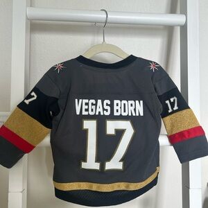 NHL LV Golden knights -Vegas Born -INF size 12-24 mos. Jersey Gray, Gold, & Red